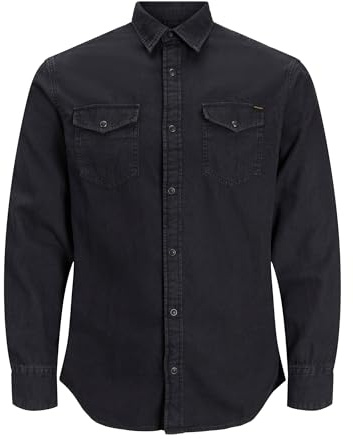JACK & JONES För Män jeansskjorta Jjesheridan skjorta L/S , Black (Black Denim Fit:slim), XS