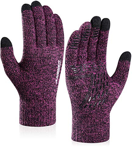 coskefy Winter Knit Gloves Touchscreen Thermal Wool Lined Texting Mitten Running Gloves for Men Women