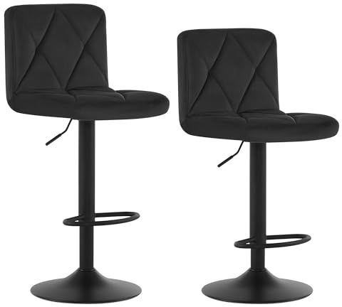 Lestarain Swivel Bar Stools Set of 2, Breakfast Barstools with Back, Black