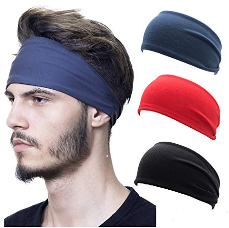 Fauhsto Herren Stirnband Sport Schweißband Headband,Anti Rutsch Haarreife,Headband Bandana Stirnband Feuchtigkeit Wicking Haarband für Yoga,Fitness,Tennis,Fahrrad,Running,Basketball,Jogging