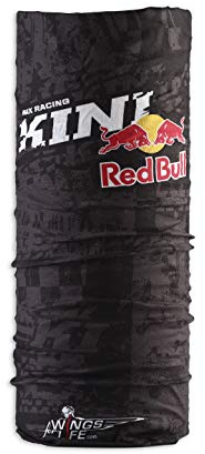 Kini Red Bull Mx Bandana – Multifunktionialer Schlauchschal, Motorsport, Wintersport, Halstuch Atmungsaktiv Gesichtsschutz, Tuch, Motorcross Zubehör – L:50cm/B:25cm schwarz/black