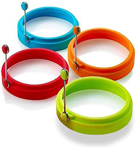 Silikon äggring, äggringar non-stick flerfärgade 4-pack ägg matlagningsringar perfekta stekt äggform eller pannkaksringar