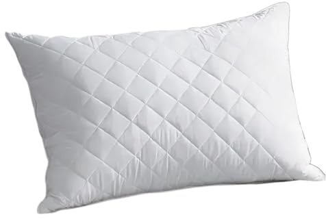 Bedding Home Hollow Fiber Quilted Pillow 1 Pack, Neck Support Anti Allergy Orthopedic Pillow, Hotel Quality Firm Pillows with Polycotton Quilted Cover (1 Pack - White)