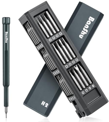 Banshu Juego de destornilladores pequeños, juego de mini destornilladores 46 en 1 con funda, kit de herramientas de reparación de precisión magnética para gafas, reloj, iPhone, cámara, portátil,