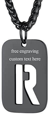 FindChic personalisierter Hundemarke Anhänger Militärischen Erkennungsmarke Alphabet R Kette Freundschaftskette für Paar Pärchen