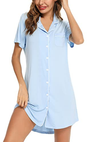 Leikar Nightgowns for Women Button Up Labor Delivery Gown Sleep Shirts