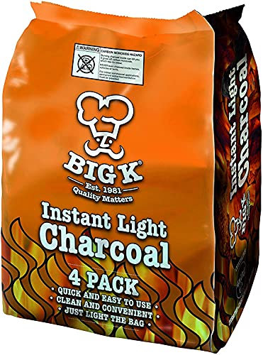16 KG (4 x 4KG) BBQ Instant Light Charcoal Restaurant Grade Charcoal Easy Light Bag Lumpwood Charcoal Large Chunks For longer Burning Barbecue Great for Summer BBQ Grilling Fire Pits Outdoor Fireplace