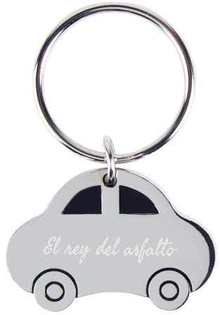 Porte-clé Voiture personnalisé avec Gravure Texte – Accessoire Auto en Acier argenté Brillant – Cadeau élégant pour Homme ou Femme