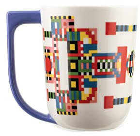 Alessi Holyhedrics ESA09 2 - Mug Design aux Dimensions Équilibrées, en Porcelaine Décorée avec Décalcomanie Appliquée à la Main et Anse Dessinée, Capacité 40 cl