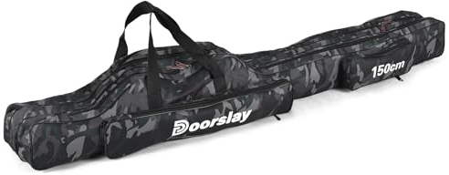 doorslay 3 Schicht Angeltasche Rutentasche, Faltender Angelrute Tasche, Angelrute Werkzeuge Aufbewahrungstasche, Tragbare Angelgerät Tasche 90/120/15