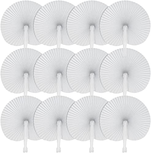 60 Pack Weiße Runde Heart Handfächer Papierfächer Hochzeitsfächer Fächer Hochzeit Faltfächer Faltbar Gastgeschenk Für Sommer Gelegenheiten,Party,DIY,Wand Dekoration