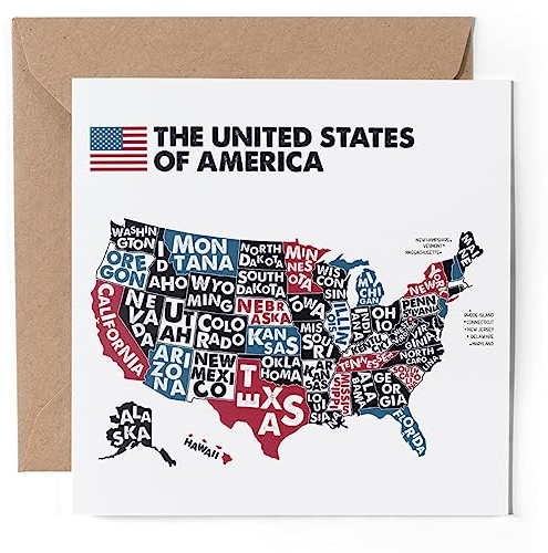 1 x Grußkarte – Vereinigte Staaten Amerika Karte Awesome USA – Blanko Geburtstag Feier Jahrestag #58861