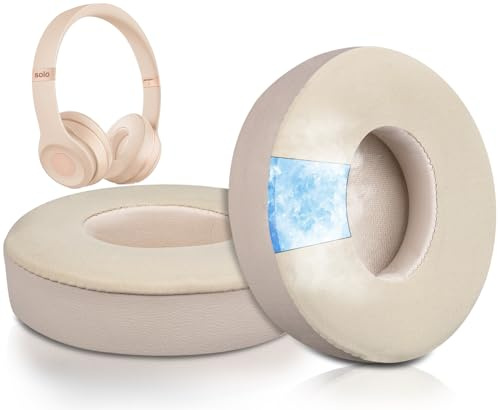 SoloWIT® Kühlgel Ersatzpolster Ersatz Ohrpolster für Beats Solo 2 & Solo 3 Wireless On-Ear Kopfhörer, Polster mit hoher Dichte Geräusch-Isolationschaum, zusätzliche Dicke