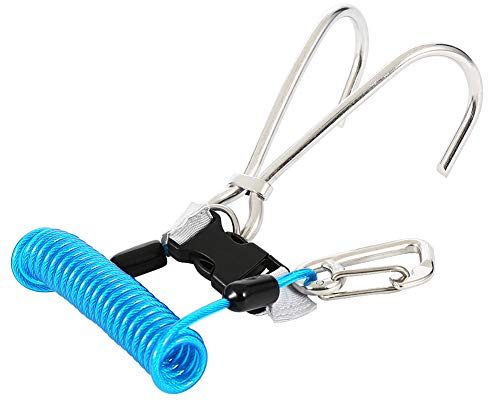 ANKROYU Edelstahl 316 Riffhaken, Tauchhaken mit Spiralkabel, Riffhaken Tauchen mit Karabiner, Sicherheits Zubehör für Tauche, Lanyard Schnellverschluss