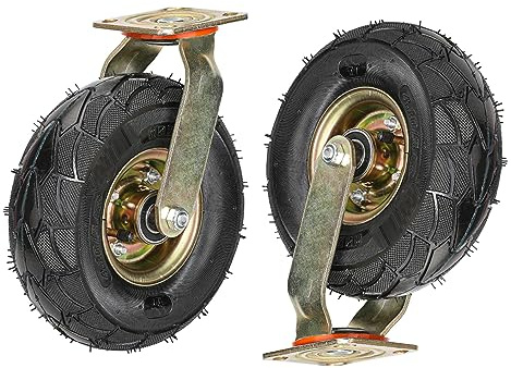 Schwerlast Luftreifen Gummi Lenkrolle 2 Stück, 200 Mm 250 Mm Industrie Transportrollen Mit Bremse, Tragfähigkeit 200KG Pro Rolle Luftreifen Gummiräder, Zum Trolleys Mechanisch Werkbank DIY ( Color : S