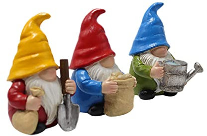 GANAZONO 3st Gartenzwerg Ornament Zwergenstatuen Im Freien GNOME Gartendekoration Gartenzwerge Dekoration Sammlerfiguren Kleine Zwergfigur Mini-zwergfigur Gnom-skulptur Harz Fein Zubehör