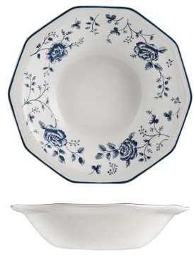 H&H Rose Blue - Juego de 6 platos hondos, diseño de artefacto decorado, 20 cm