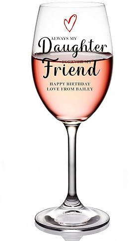 Personalised Daughter Wine Glass Gift For Her With Love Heart Any Occasion