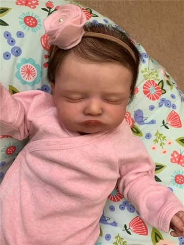 Anano Reborn Baby Puppen Rosalie 20 lebensechtes Neugeborenes Baby mit Gewichtetem Tuch Körper, verwurzeltes Haar, Blaue Adern für Kinder Alter 3+