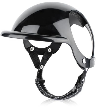 Hixingo Helm für Hunde Klein, Hundehelm Motorrad für Kleine Mittelgroße Hunde und Katzen Einstellbar Hundehüte für Radfahren Outdoor-Aktivitäten (M,Schwarz)