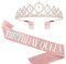 PLABBDPL Juego de 2 piezas Corona Cumpleaños Cinturón de Cumpleaños Tiaras de Niña Accesorios de Cumpleaños con Purpurina para Mujeres Niñas Cumpleaños (Birthday Queen)