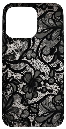 Motivo vintage pizzo nero Custodia per iPhone 15 Pro Max
