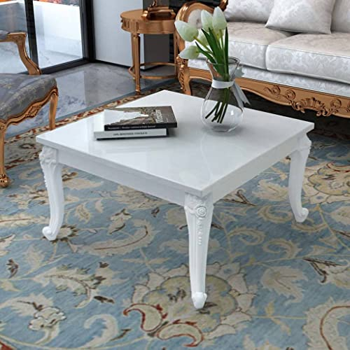 BUKSCYJS Couchtisch kleine Zimmer, Sofatisch, WohnzimmertischCouchtisch 80x80x42 cm Hochglanz-WeißFür Wohnzimmer, Schlafzimmer, Büro, Eingang, Korridor