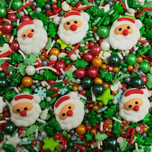 Essbare Weihnachtsdekorative Süßigkeiten 95G 6 Weihnachtsmann und bunte Perle Süßigkeiten Kuchen Cupcake Eis Dim Sum Dekorative Süßigkeiten Kuchen Topping Zucker Streuen