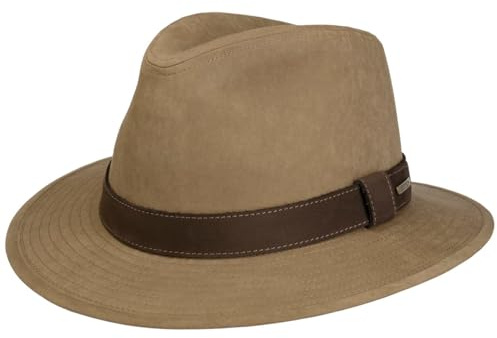 Stetson Chapeau en Tissu Waxed Traveller Homme - de Soleil Pluie Outdoor avec Doublure, Bandeau Cuir, Cuir Printemps-ete Printemps Ete Automne Hiver - L (58-59 cm) Beige Clair