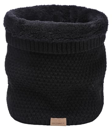 Minicoco Neck Warmer Winter Fleece Loop Scarf Men Women Double Thickened Scarf Fleece Sports Gaiter Mask Knitted Scarf Windproof Circle Scarf for Motorbike Bike Ski