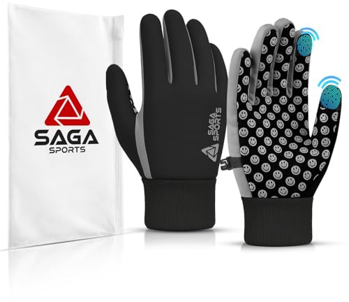 SAGA SPORTS vinterhandskar för barn | barnhandskar för pojkar och flickor, ålder 4-12 | Pekskärmskompatibla, halkskydd | varm