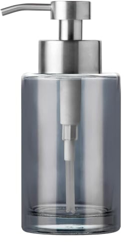 Enra Glas Seifenspender 12oz Silber mit Edelstahlpumpe Nachfüllbar | Dickes Glas mit Edelstahlpumpe, elegantes Design und Breite Öffnung Zum Nachfüllen Von Seife, Lotion und Spülmittel.