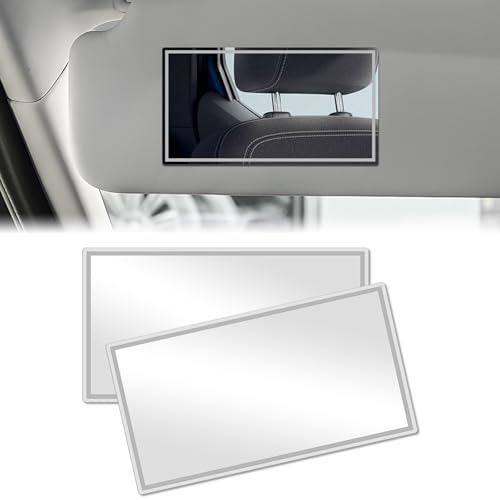 Adiwo 2 Pcs Rectangle Makeup Mirror, Cosmetic Mirror for Cars, Car Visor, Bathroom or Bedroom Wall, Back Car Seat, 15 x 8 cm