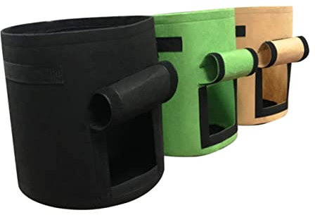 CAXUSD Borsa Non Tessuto Per Piante Borsa Coltivazione Di Piante Morbida Leggera Traspirante Resistente Cinghie Per Maniglia Antivento E Antipioggia Nero E Verde