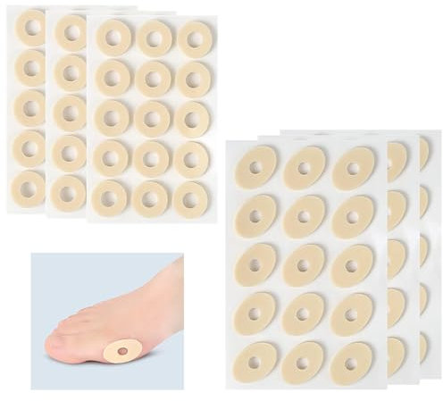 Funngy Pansements pour Cors,90 PCS Pansements en Mousse de Latex Souple pour Cors Ampoules et Verrues Plantaires Coussinets Anti-Friction pour Pieds et Talons Protection Contre Callosités et Douleurs