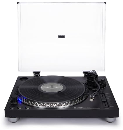 AIWA APX-1200BT/BK Giradiscos Profesional con Bluetooth 5.1, USB para Grabación en PC, Preamplificador Phono Integrado, Plato de Aluminio y Velocidades 33/45 RPM – Negro