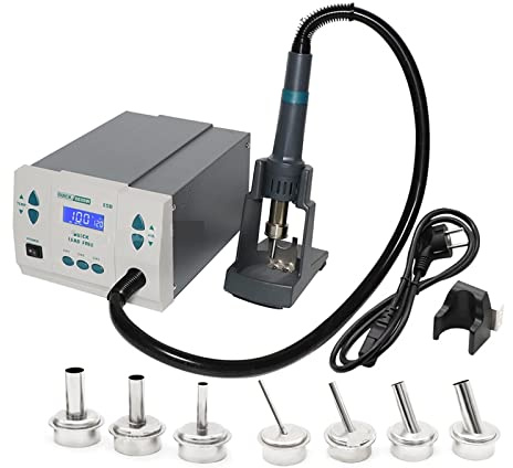 Station de soudage, 86 1DW 1000W Station de repensage aérien chaud PCB Outil de réparation de soudage avec buse de pistolet thermique remplaçable 5 6 mm, Performances haute puissance(861DW add 7 Nozz