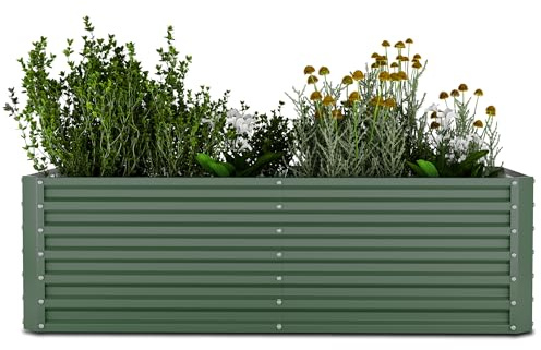 blumfeldt High Grow Straight Jardineras Exterior Grandes, 1200L Rectangular en Acero Galvalume Resistente a la Intemperie, Diseño Ergonómico con Base Abierta & Montaje Fácil