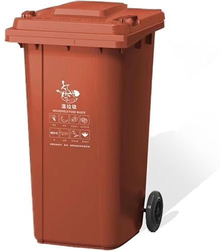 UCKYSU Contenedor Basura Plástico Con Ruedas For Garaje Cuerpo Engrosado Ruedas Reforzadas Contenedor Basura Industrial Móvil Alta Resistencia Fácil Limpiar Mover(Brown,100L)