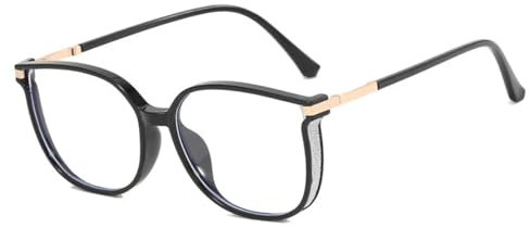 WFFZTZW Ovales Retro-Brillengestell für Damen und Herren, modische Luxusbrillen (schwarz-golden)