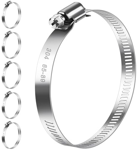 Bolatus Schlauchschellen 65-89mm, 6 Stk Schlauchklemme Edelstahl 304 | Einstellbare Schraubschellen, Rohrschellen Sortiment für Poolschlauch, Absaugschlauch, Förderschlauch