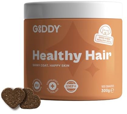 Gooddy - Ergänzungsfuttermittel für Hunde | Gesunde Haut & Glänzendes Fell | Mit Biotin, Zink, L-Tyrosin, Vitaminen A & E, Leinsamen | Lindert Juckreiz