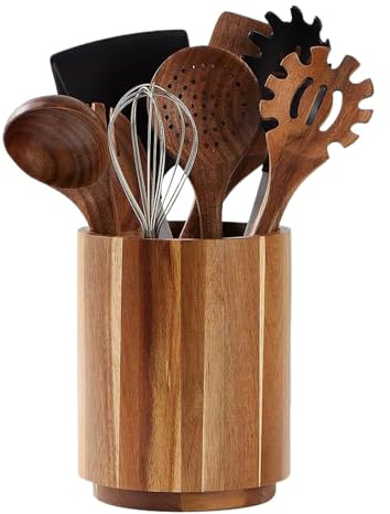 Porta Di Utensili Da Cucina In Legno - Organizzatore Di Posate Rotanti Da 7,1 Pollici, Griglia Di Stoccaggio Della Forchetta Grande | Raccamare Per Sala Da Pranzo, Armadio Dispensa, Campeggio, Barbecu