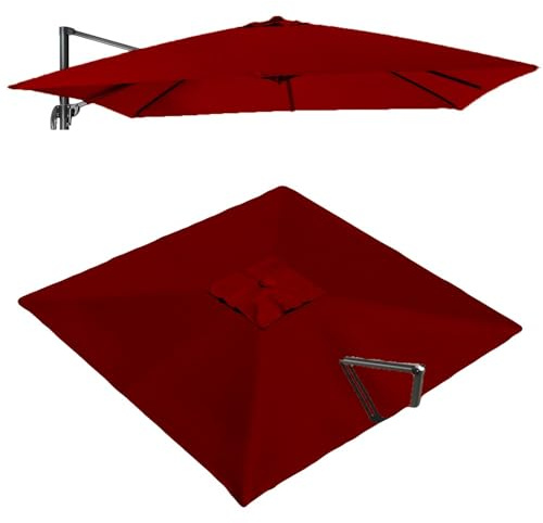 Auvent de rechange carré pour parasol déporté – Housse de dessus de terrasse d'extérieur (3 x 3 m, bordeaux)