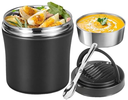 Generisch Récipient alimentaire isolé, 1,2 l, boîte isotherme pour déjeuner - Gobelet anti-fuite pour adultes et, bureau, école, camping en plein air