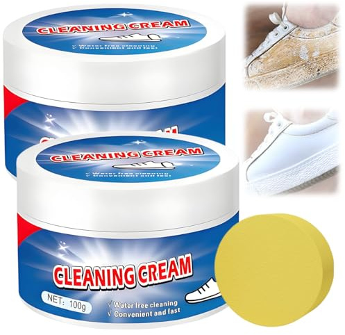 Sneaker Reiniger Schuhcreme Weiß, 2026 Neu Upgrade Schuhe Reinigungscreme Multifunktionale Reinigungscreme Zur Fleckenentfernung, Sneaker Cleaner Mit Schwamm für alle Oberfläch (2PCS)