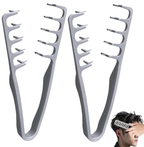 YOFDAL 2 PCS Peine texturizado(gris),peine de dientes anchos, herramienta para dar volumen a las raíces,peines para cubrir las costuras, accesorio de aseo ligero,ideal para cabello rizado.