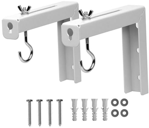 TIDTALEO 2pcs Heavy-duty Metal Projector Screen Ceiling Mount Brackets for Wall Installation Reinforced Hooks with Self-tapping Screws Easy Setup for Office and Home Projection Screens