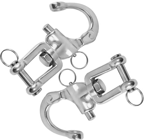 KOMBIUDA 2 Ganchos De Acero Inoxidable con Resorte Y Grilletes Marinos Ganchos Giratorios De Acero Inoxidable con Grillete para Cable De Seguridad