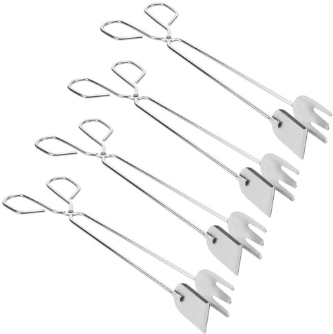 IMIKEYA Pinze per rifiuti in acciaio inox 32 cm, set di 4 pezzi, design a forbice, strumento portatile per raccogliere rifiuti e pulizia all'aperto, uso casuale